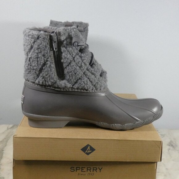 Sperry Women's Winter Boot, Grey/Coin Sherpa Top Duck Boot Bottom 8.5 - Picture 5 of 10